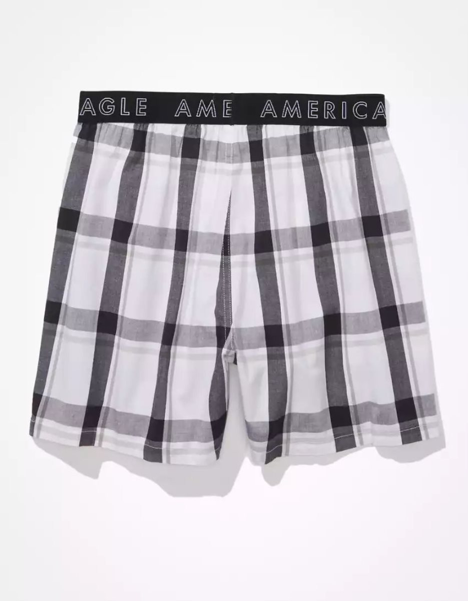 Shorts De Bain American Eagle AEO Plaid Stretch Blanche Homme | PEP-30500610